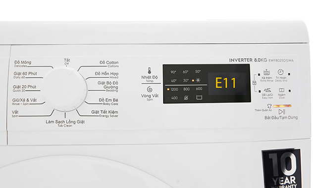 Máy giặt electrolux báo lỗi e11