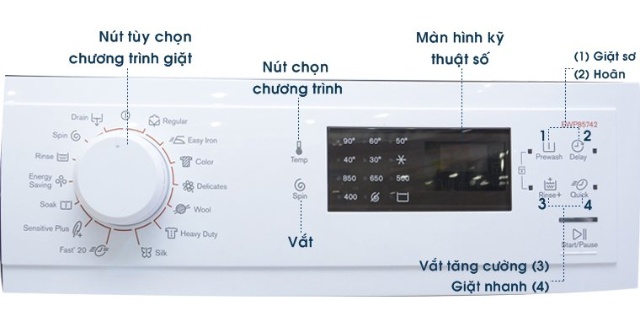 Các loại bảng điều khiển máy giặt Electrolux thông dụng hiện nay