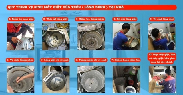 Quy trình vệ sinh máy giặt cửa trên (Lồng đứng)