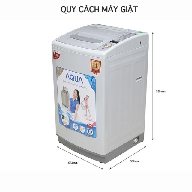 Kích thước máy giặt cửa trên